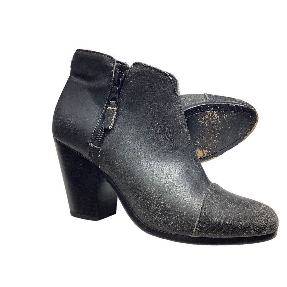 Rag & Bone Margot Black Distressed Leather Booties